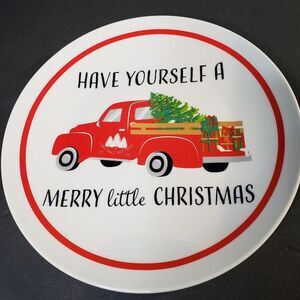 Royal Norfolk Red Pickup Truck Christmas Tree Plate Saucer 8" Holiday